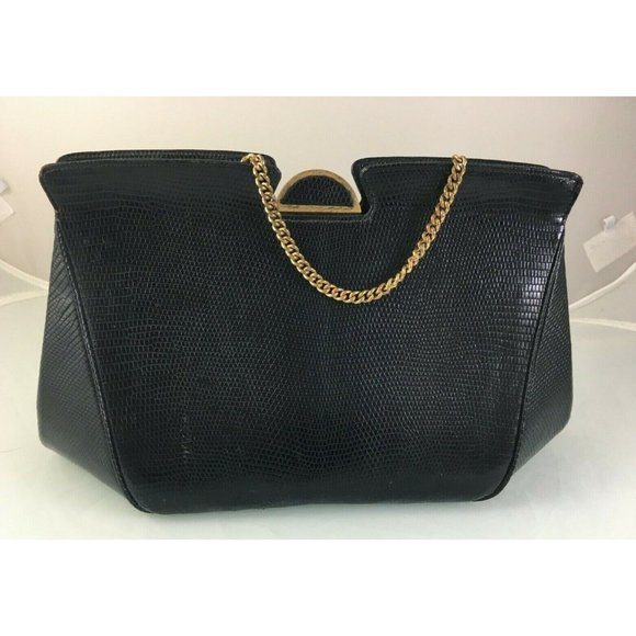 Vintage NETTIE ROSENSTEIN Reptile Lizard Snake Bag Handbag Purse Clutch - Picture 1 of 11